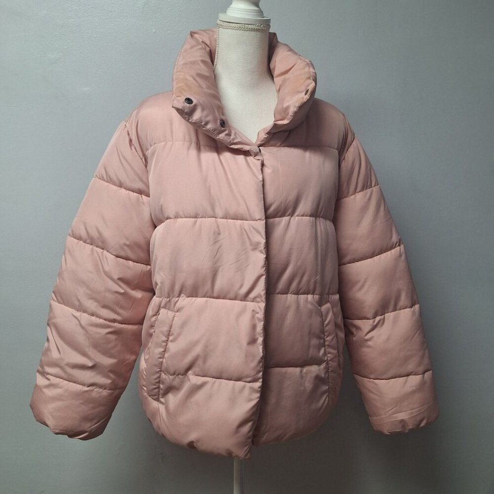 Stoic Puffer Jacket Pink Blush Snap Front Pockets‎ Womens XL Winter Warm Snow